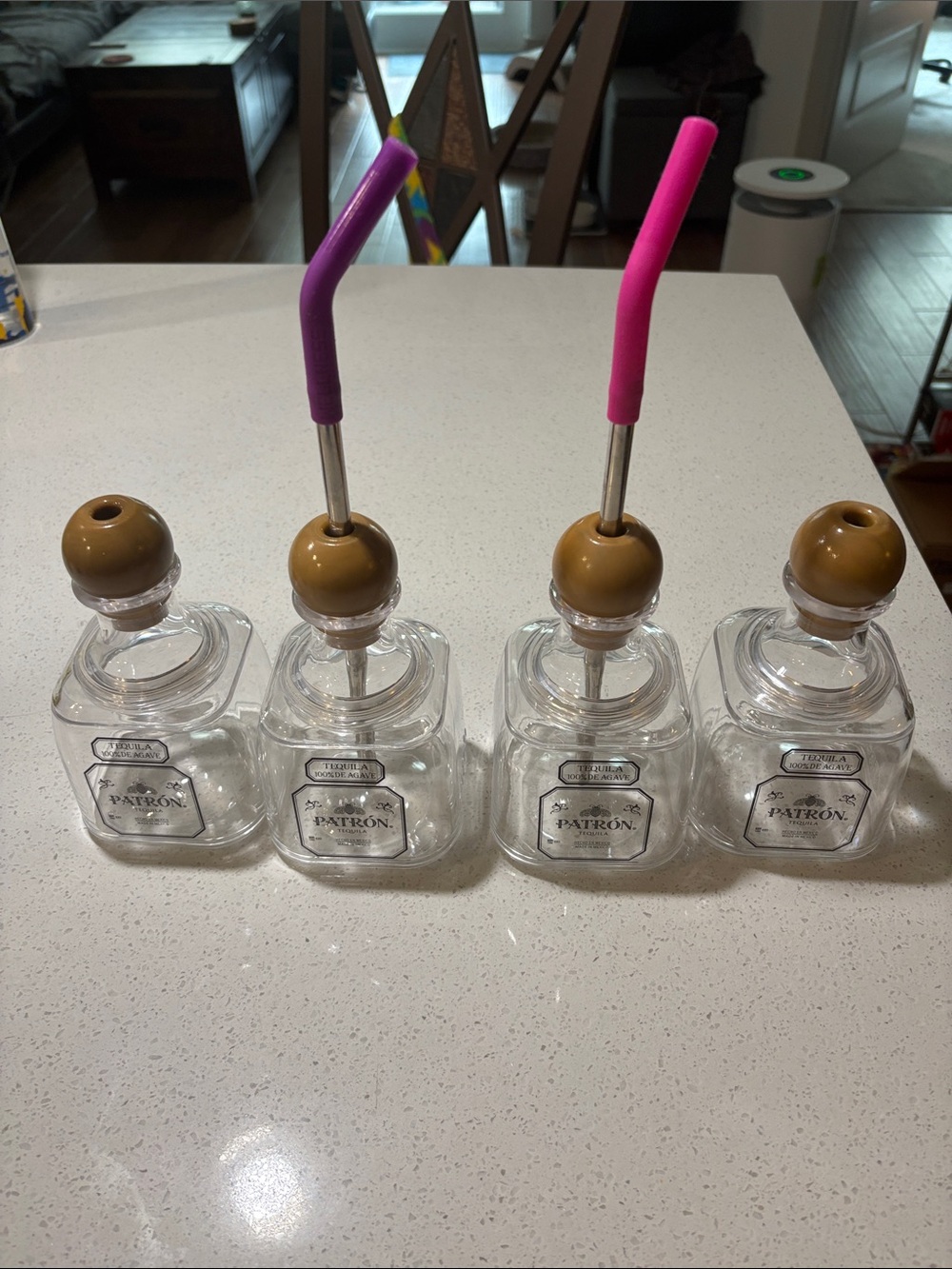 PatronTequila Drink Glasses set of Four with two metal Wellness straws included